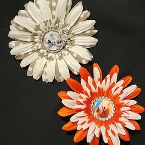 2 New Handmade Disney Frozen Olaf Flower Hair Bows